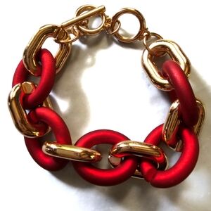 Stunning Large Link Red & Gold Bracelet